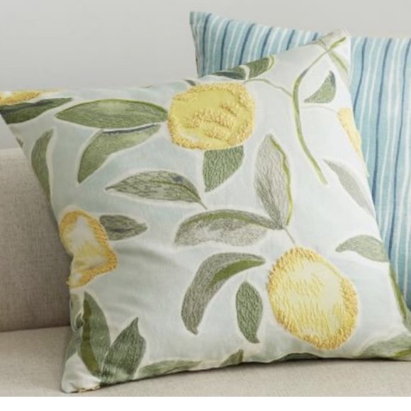 Pottery Barn Accents Pottery Barn Rebecca Atwood Lemon Embroidered Pillow Cover Set Of 2